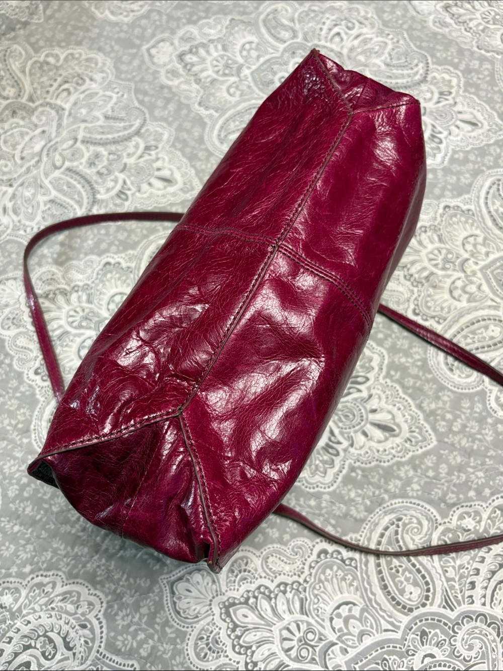 HOBO Leather Tote in Deep Raspberry - Picture 6 of 15